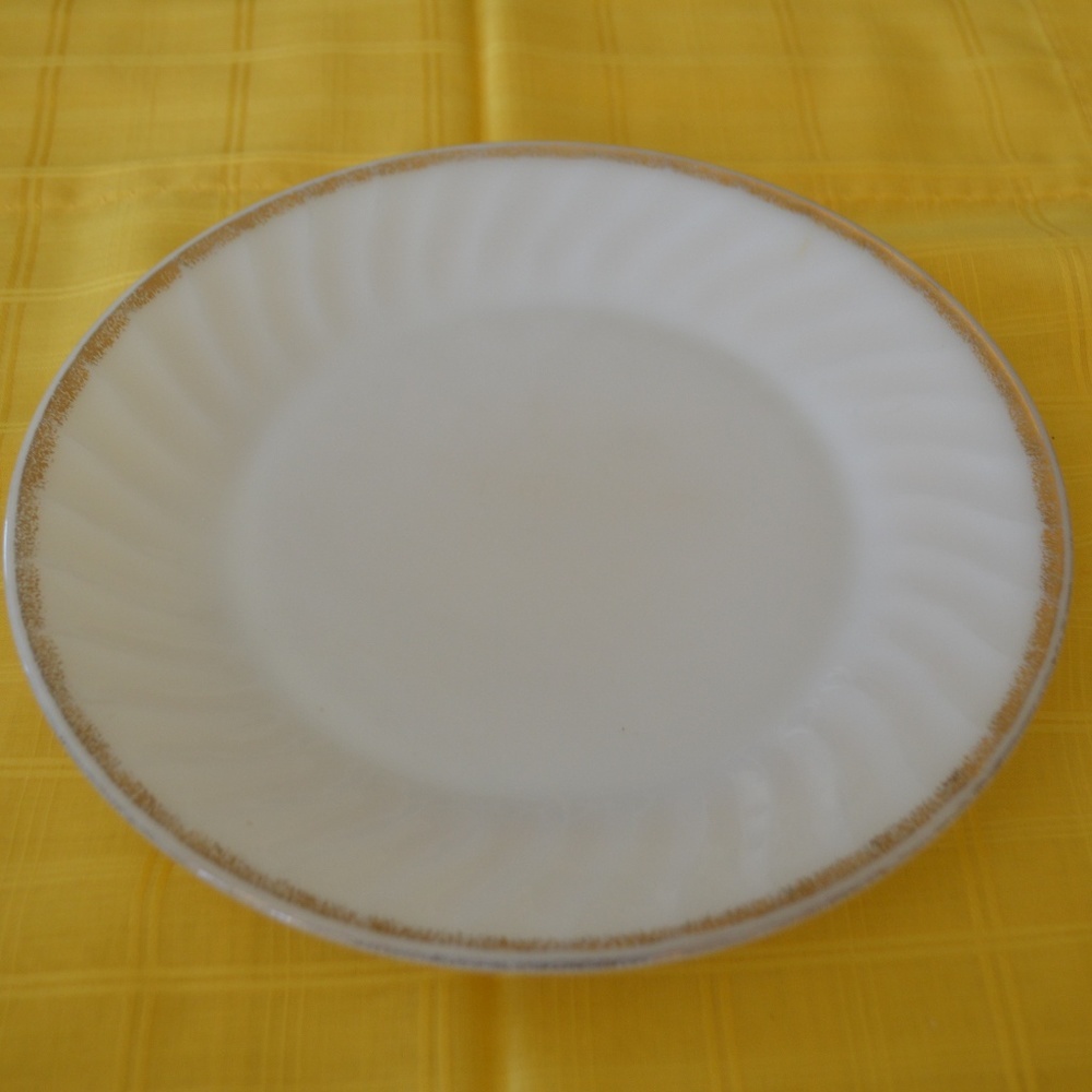 Vintage - Fire King Milk Glass Swirl Dinner Plate